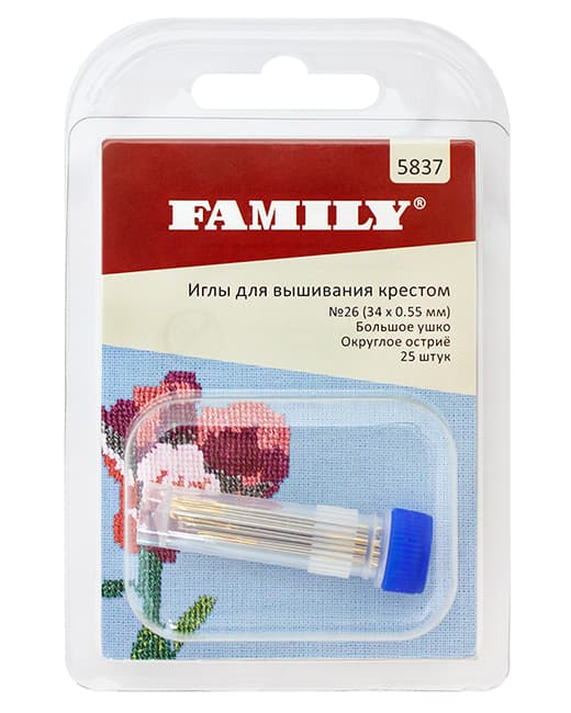 Иглы для вышивания крестом №26 (34 х 0,55 мм), большое ушко, округлое остриё, 25 шт undefined