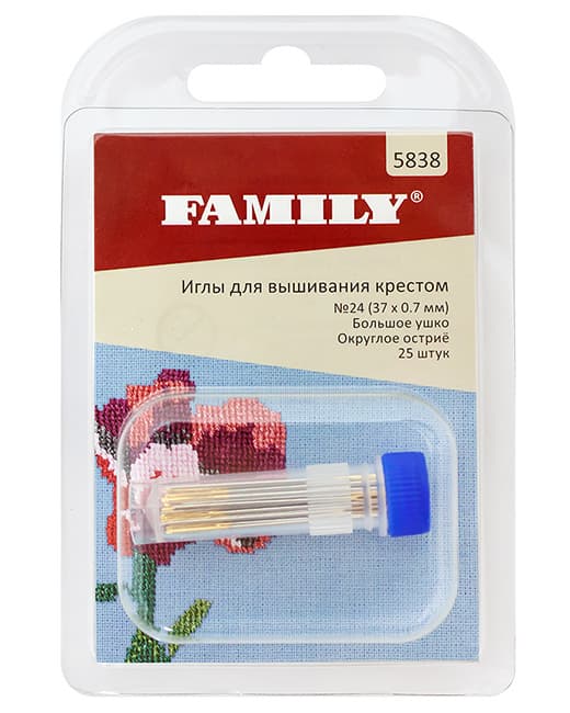 Иглы для вышивания крестом №24 (37 х 0,7 мм), большое ушко, округлое остриё, 25 шт undefined