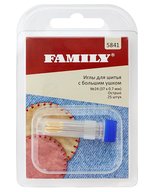 Иглы для шитья с большим ушком №24 (37 х 0,7 мм), 25 шт undefined