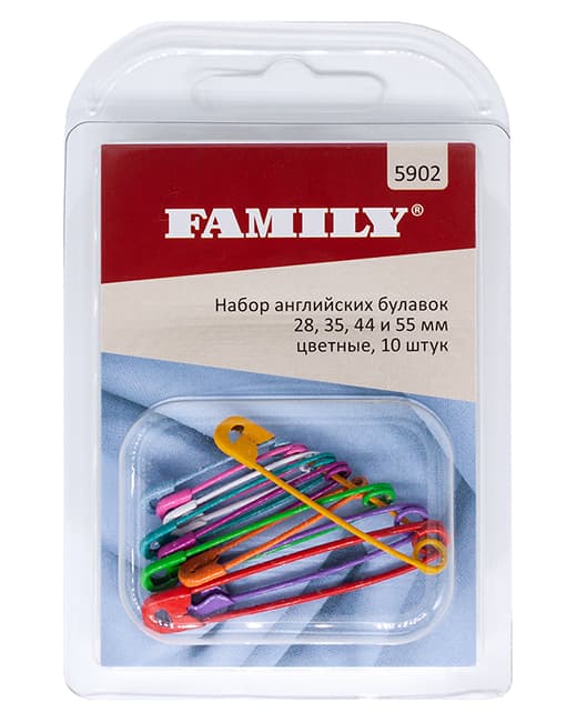 Набор английских булавок 28/35/44/55мм, цветные, 10 шт undefined