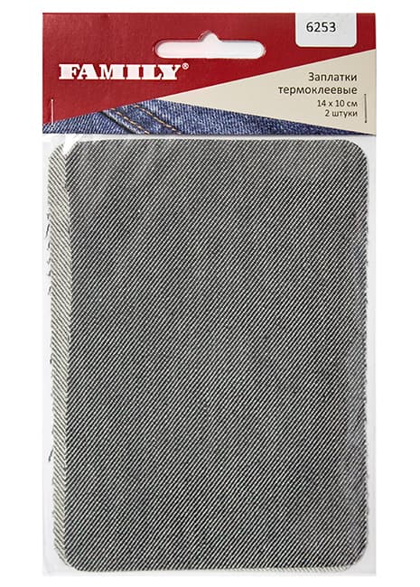 Заплатки термоклеевые джинсовые, 14 х 10 см, 2шт, серые undefined