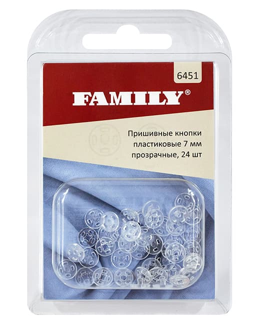 Пришивные кнопки пластиковые 7мм, прозрачные, 24 шт undefined